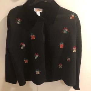 Talbot Christmas Cardigan w/ Velvet collar